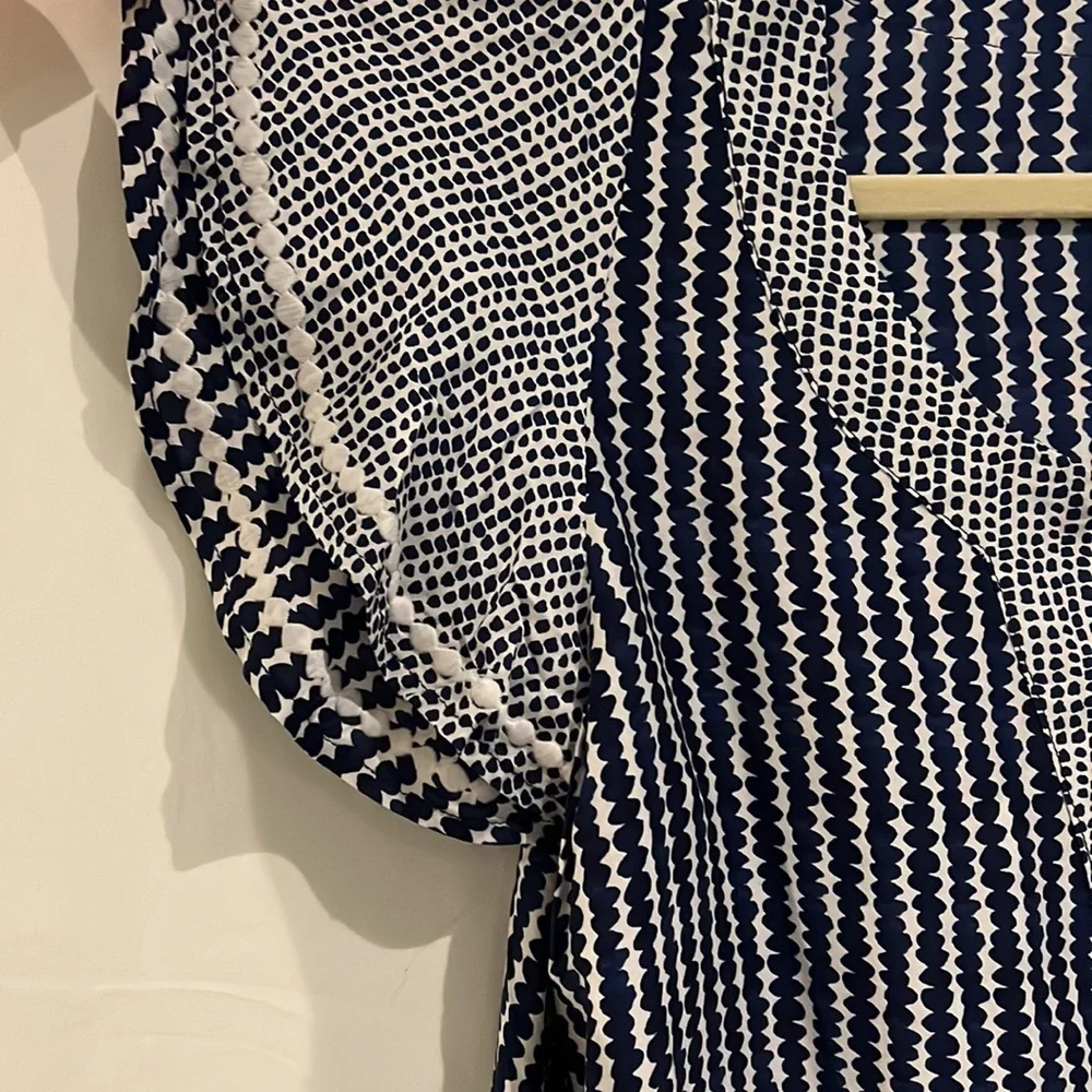 NWT VV Dot Stripe Vineyard Tunic Dress w/ Tassels, detail on flutter sleeves, M - Picture 2 of 8